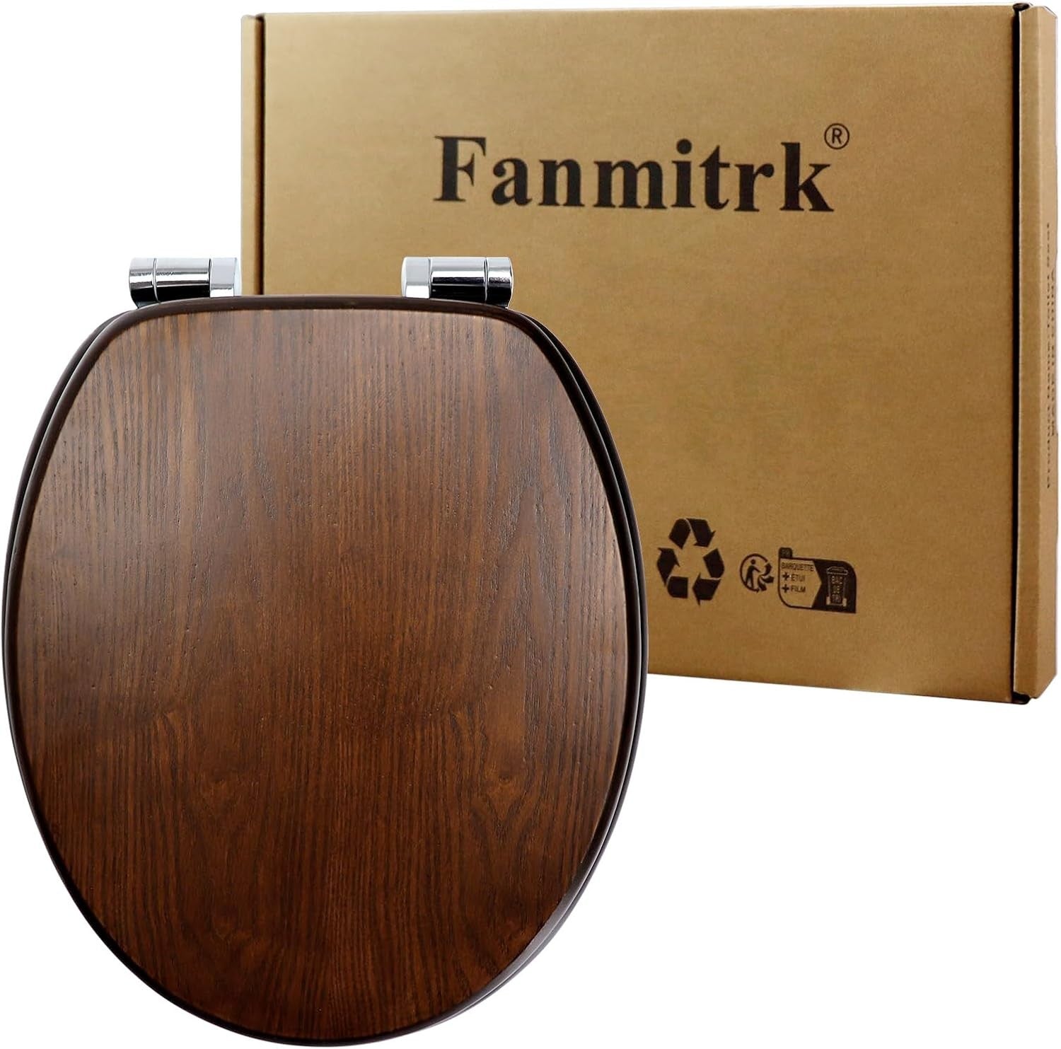 Plywood Wooden Toilet Seat Soft Close Solid Wood Oval Easy Clean Metal Hinges