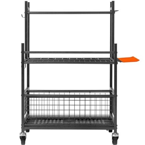 Garden Tool Organizer 65x40x97cm 16-Slot Rack with Wheels Garage Storage
