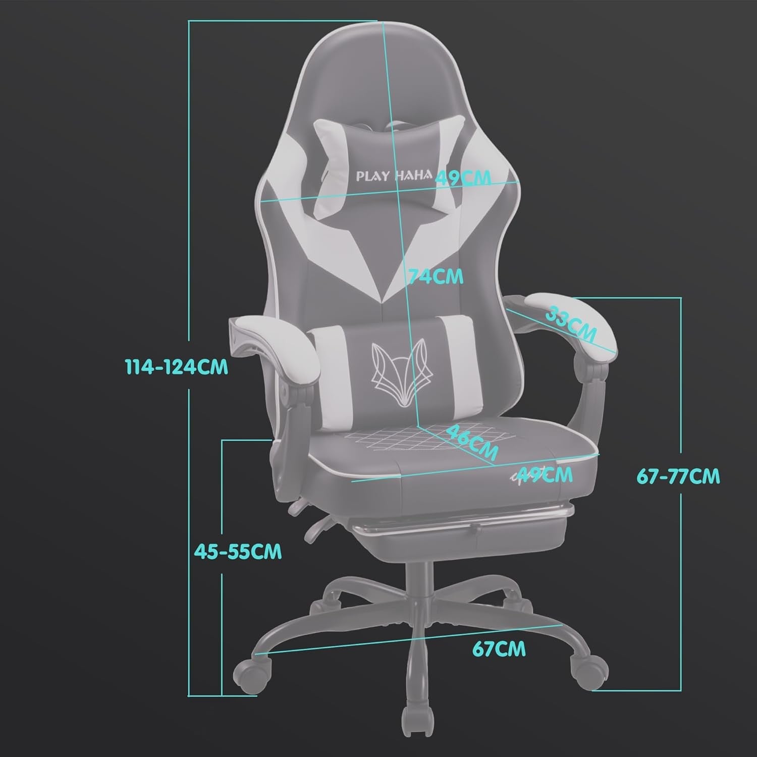 Ergonomic Gaming Chair Reclining PU Leather 150kg Desk Chair