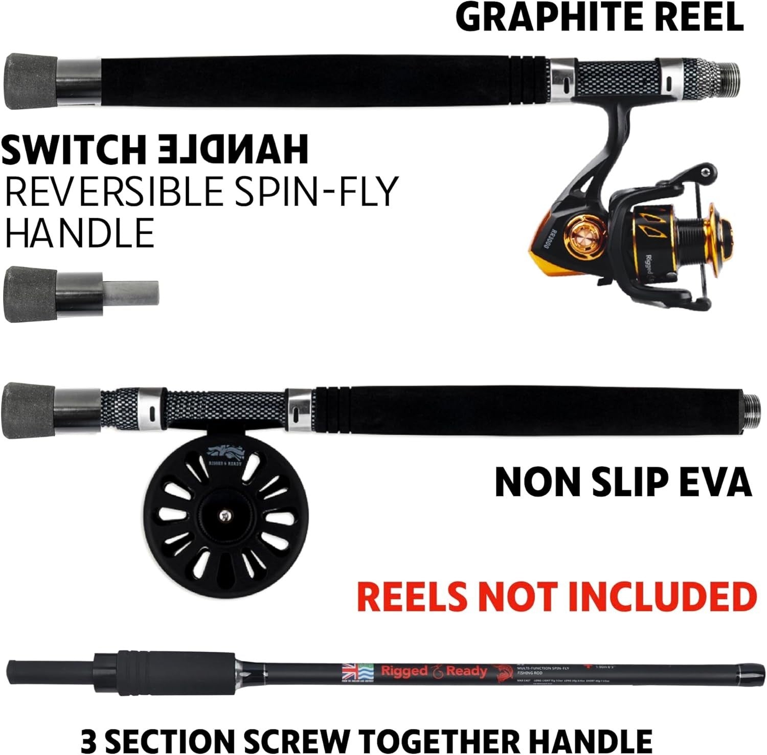 Travel Fishing Rod X5 – 5-in-1 Spin, Fly, Salt & Freshwater Compact Rod
