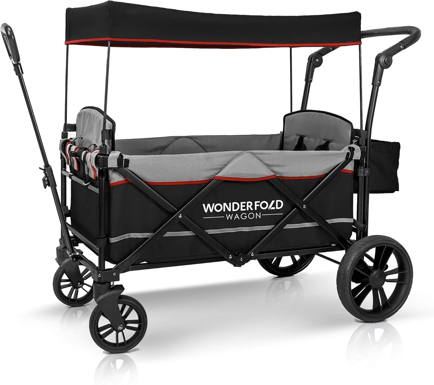 Twin Double Stroller Wagon Push Pull with Canopy Adjustable Handle 2-Seat Black