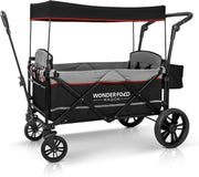 Twin Double Stroller Wagon Push Pull with Canopy Adjustable Handle 2-Seat Black