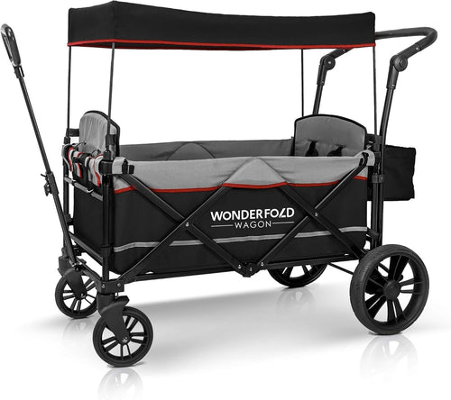 Twin Double Stroller Wagon Push Pull with Canopy Adjustable Handle 2-Seat Black