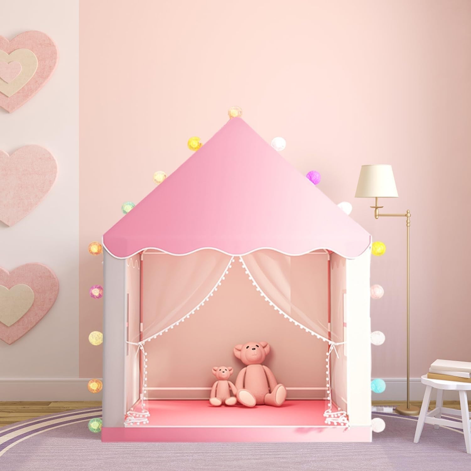 Large Princess Kids Play Tent Indoor w Lights Toddler Playhouse