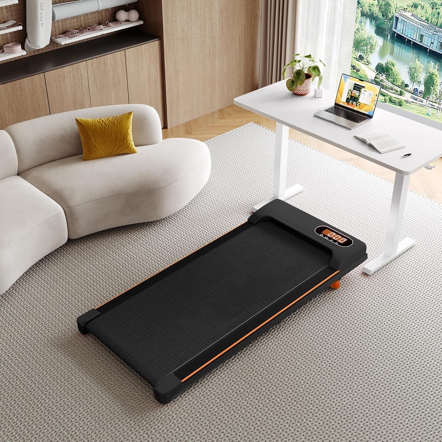 Foldable Under-Desk Treadmill 1-6km/h Portable Home Office Walker