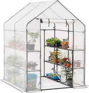 Walk-In Greenhouse with 8 Shelves | Heavy-Duty Steel Frame & PE Cover