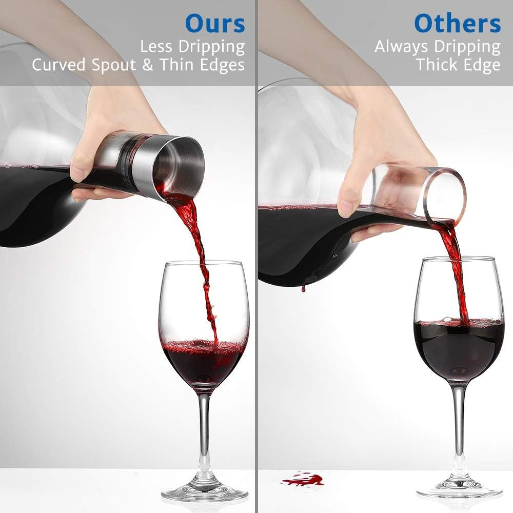 1800ml Crystal Wine Decanter with Aerator Stainless Steel Filter Drip-Free