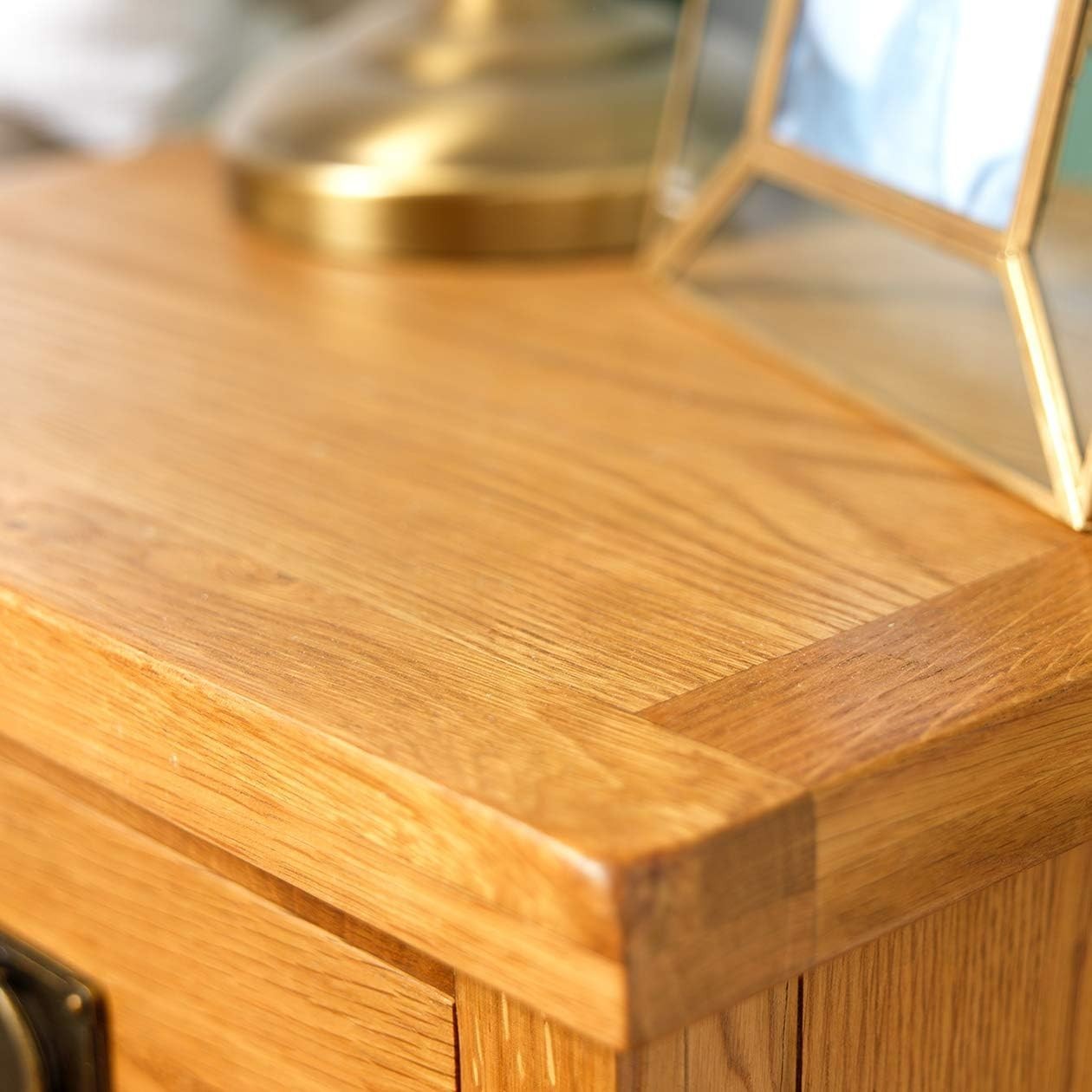 Rustic Oak 3 Drawer Bedside Table – Solid Wood Nightstand Storage Cabinet