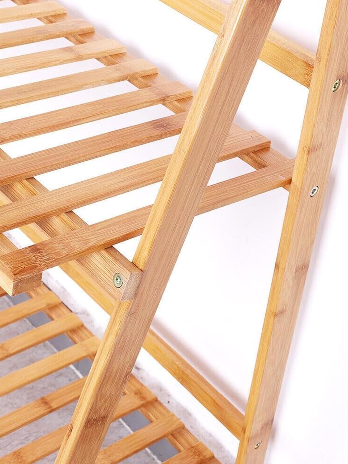 3 Tier Bamboo Ladder Plant Stand | Foldable Indoor Outdoor Flower Pot Shelf