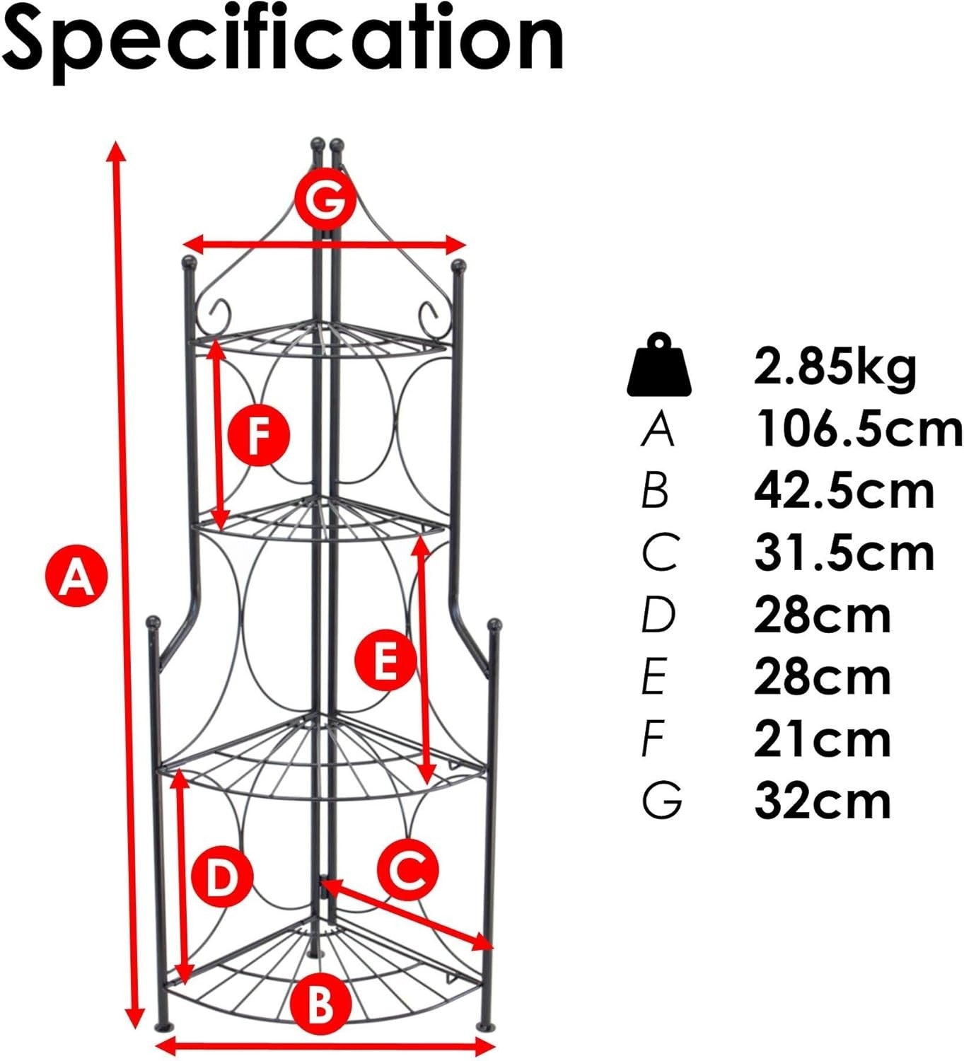 4 Tier Foldable Metal Plant Stand Black Garden Flower Display Rack Indoor Outdoo