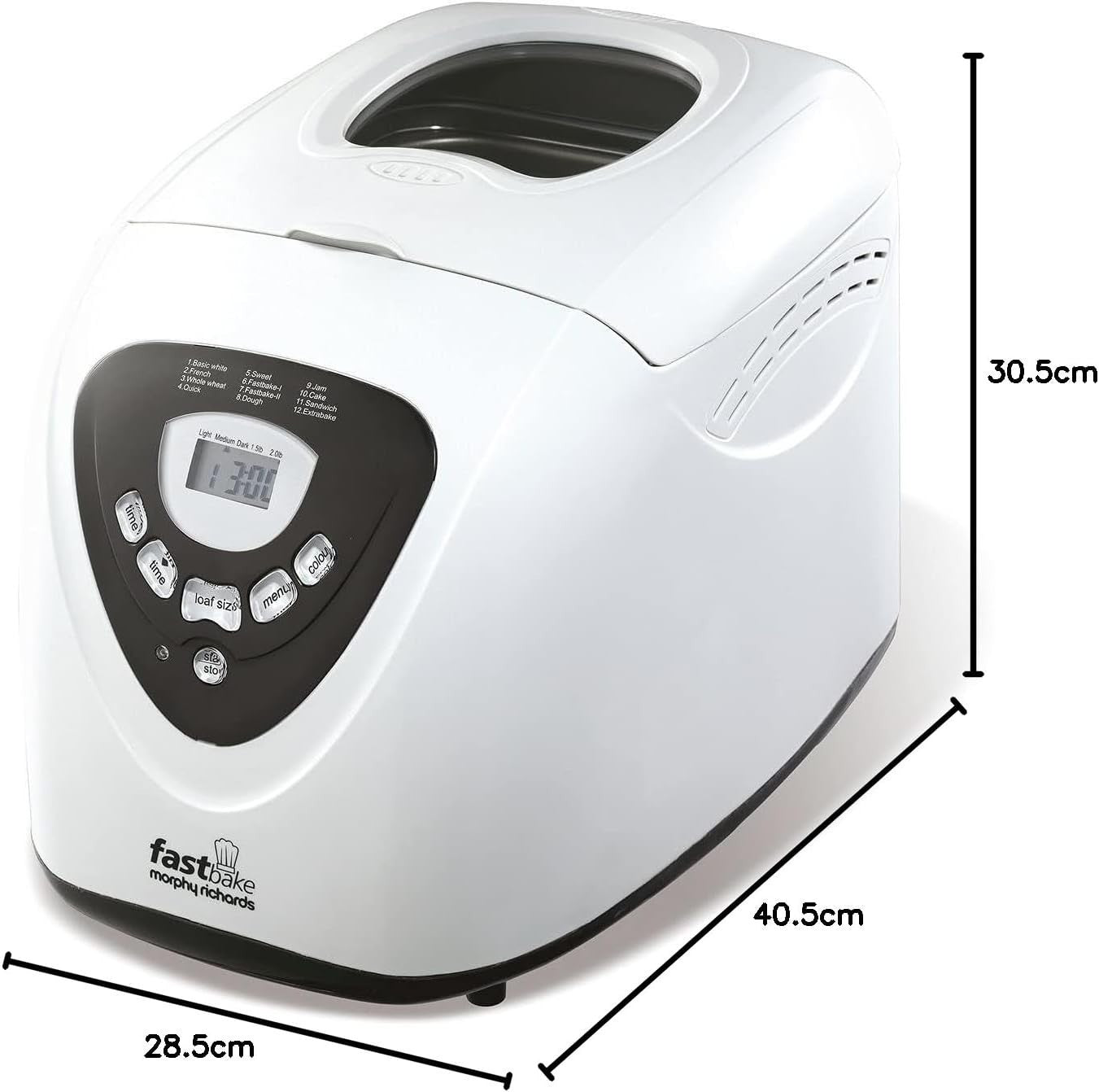 Fast Bake Breadmaker 1.5lb/2lb Loaf, 12 Programs, Delay Timer, Keep Warm
