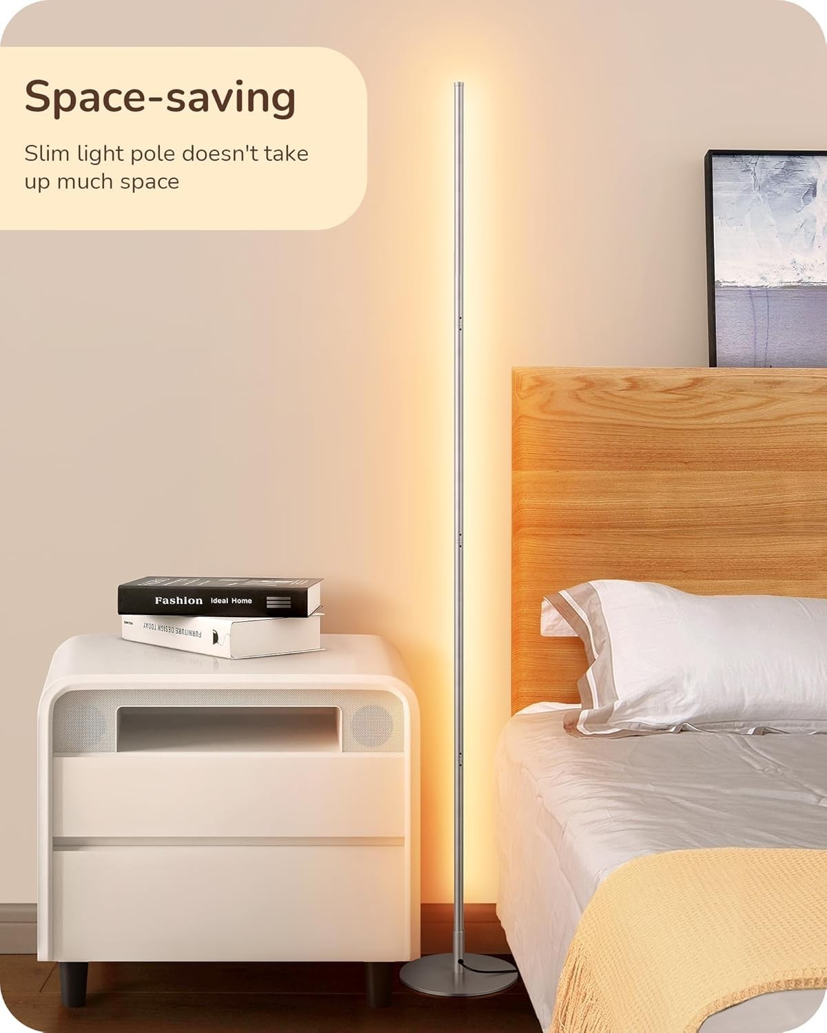 Dimmable LED Floor Lamp 2 Pack, 146cm Tall Standing Light with Foot Switch
