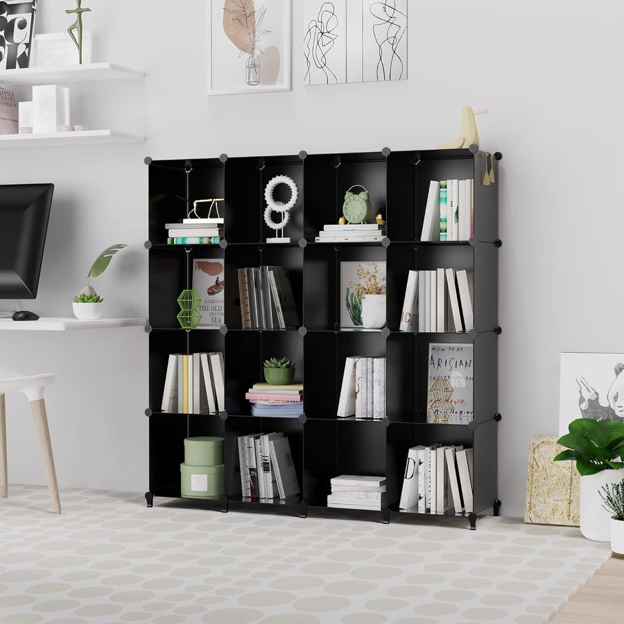 16-Cube Storage Unit Bookshelf – Modular DIY Shelves for Toys, Clothes, Books