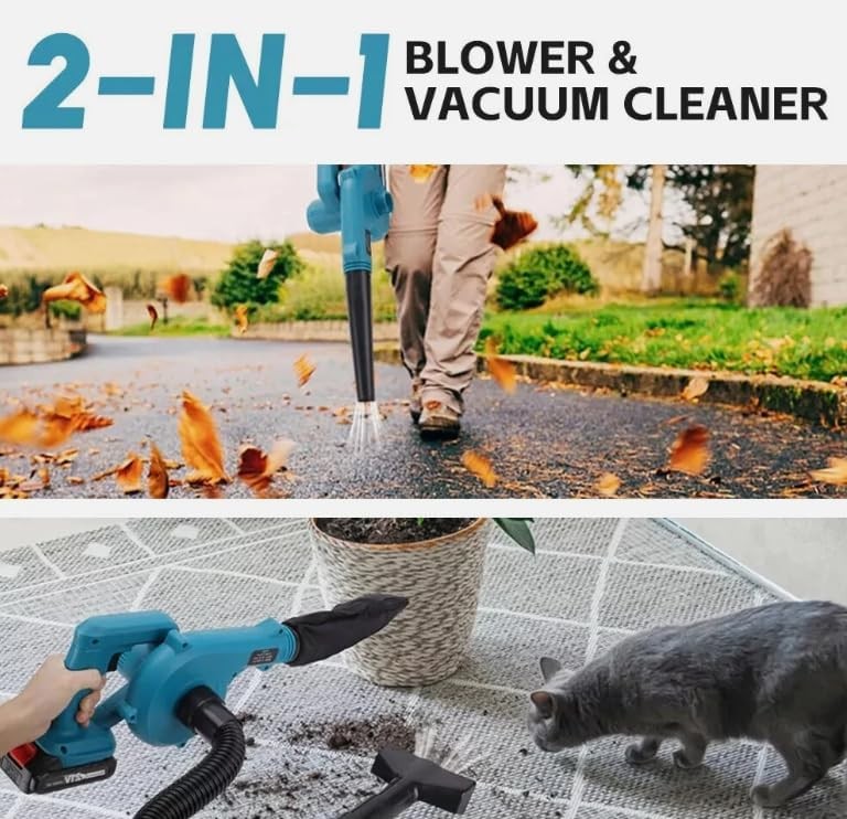 48V Cordless Leaf Blower Vacuum 2-in-1 Dual Battery Garden Yard Cleaner