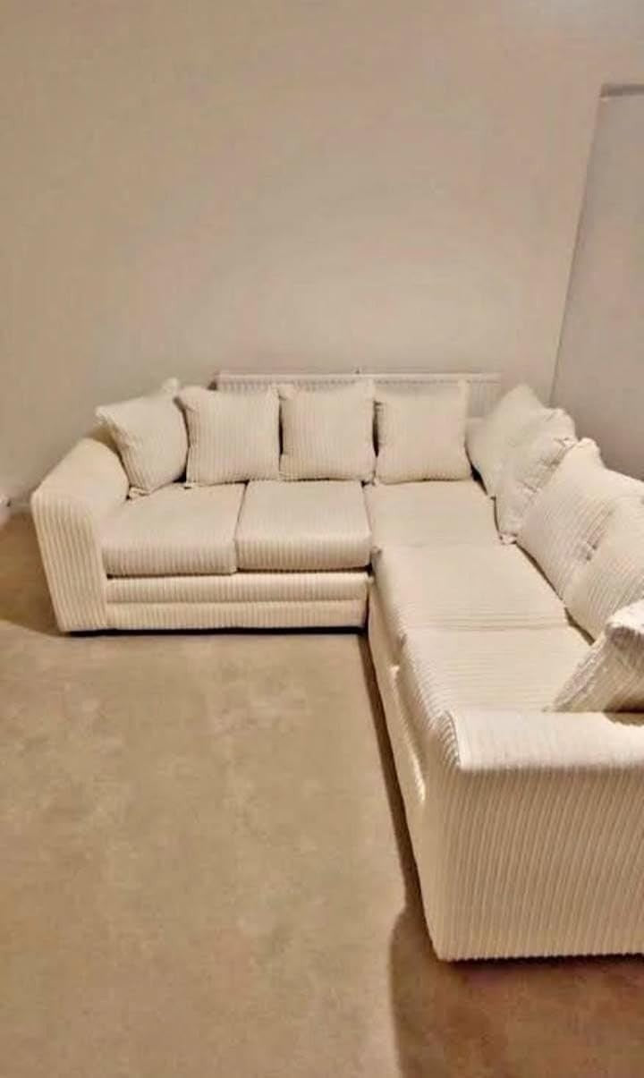 Cream Jumbo Cord Modular Dual Arm Corner Sofa 5-Seater Lounge