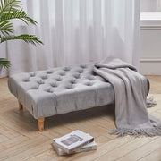 Grey Tufted Rectangle Velvet Footstool Ottoman Seat Bench 100cm Wide