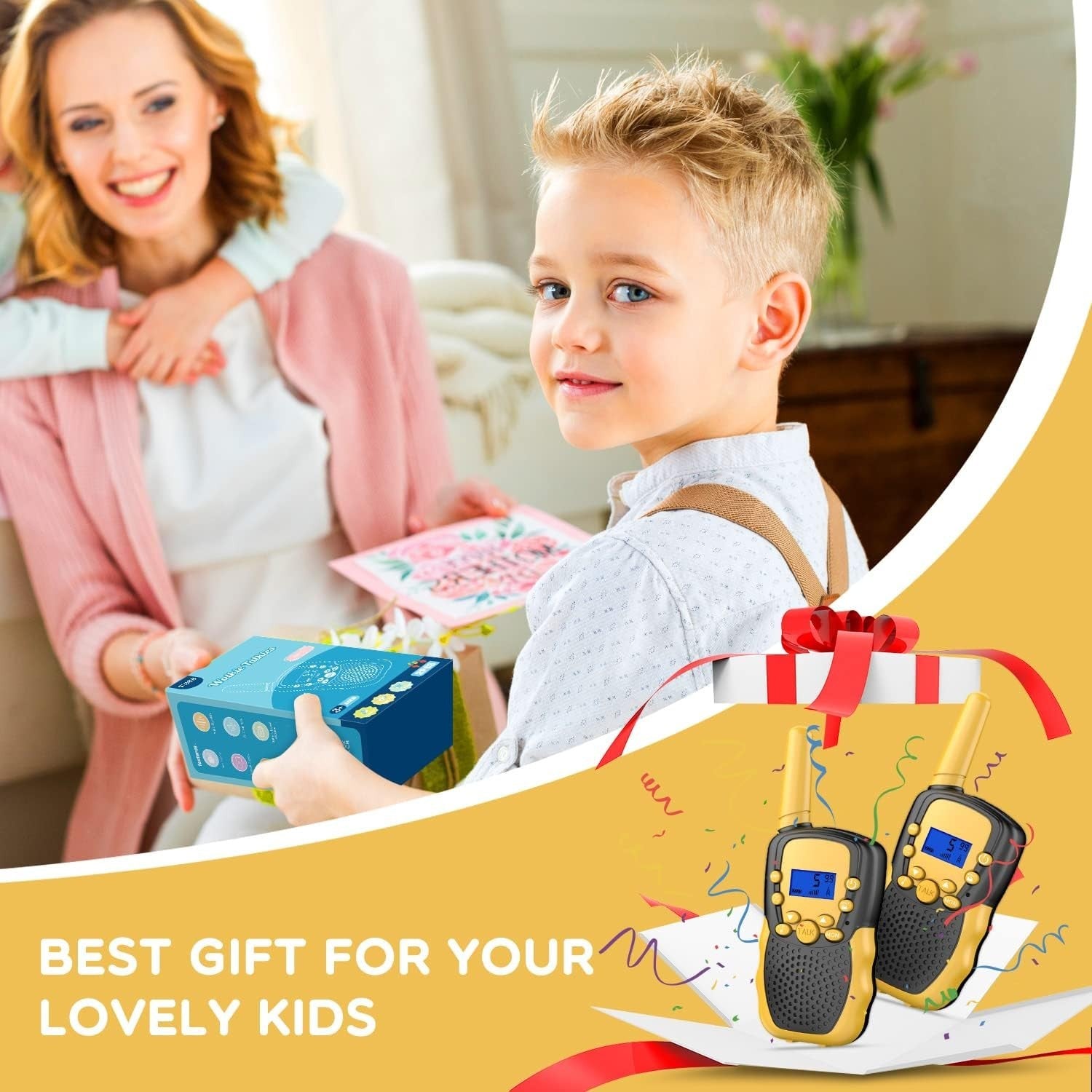 Kids Walkie Talkies 2 Pack 8 Channel 3 Mile VOX LED Flashlight Radio