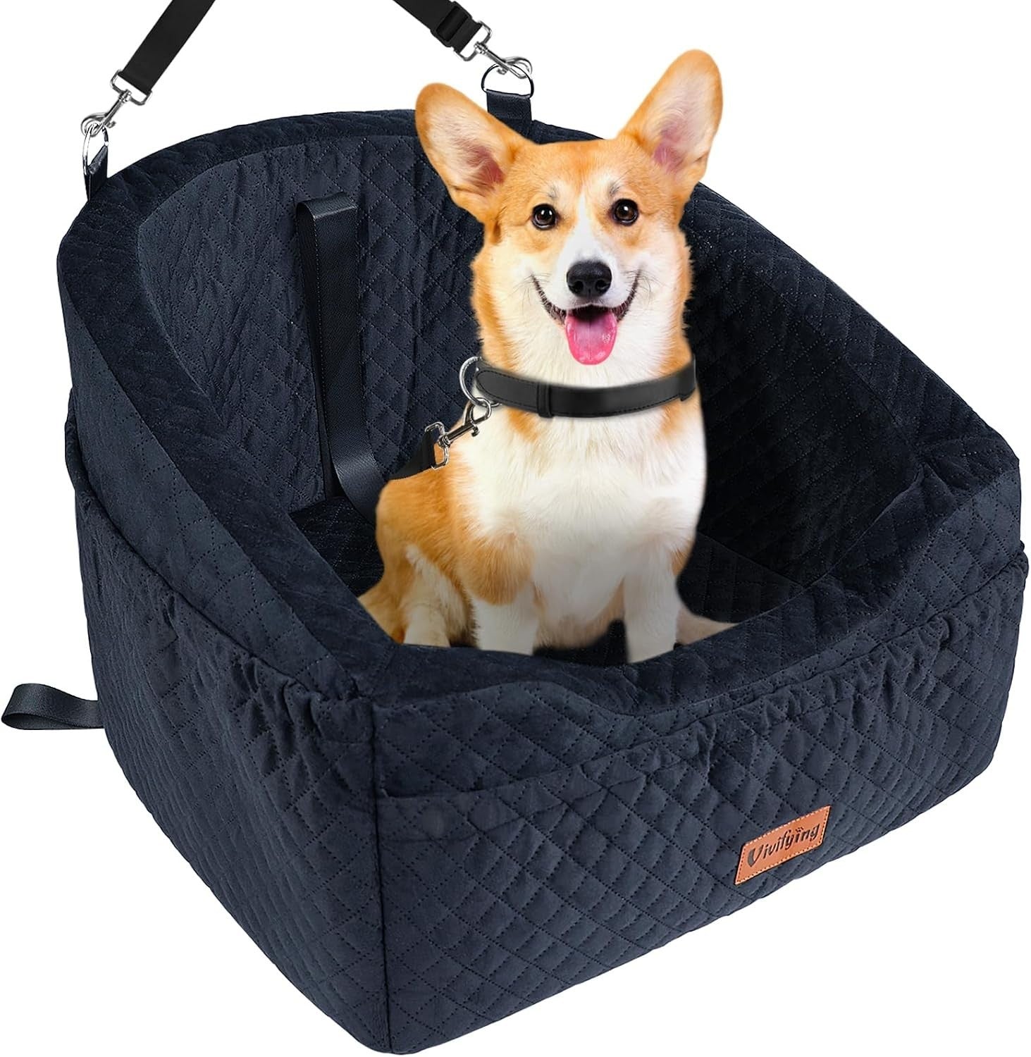 Dog Booster Car Seat Washable Travel Bed Safety Leash for Small Pets