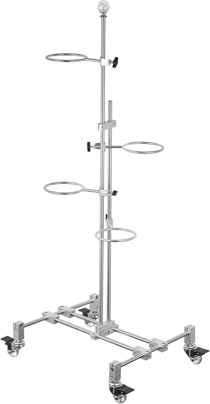 Metal Plant Stand with Wheels 4 Pot Clips Adjustable Tall Indoor Flower Rack