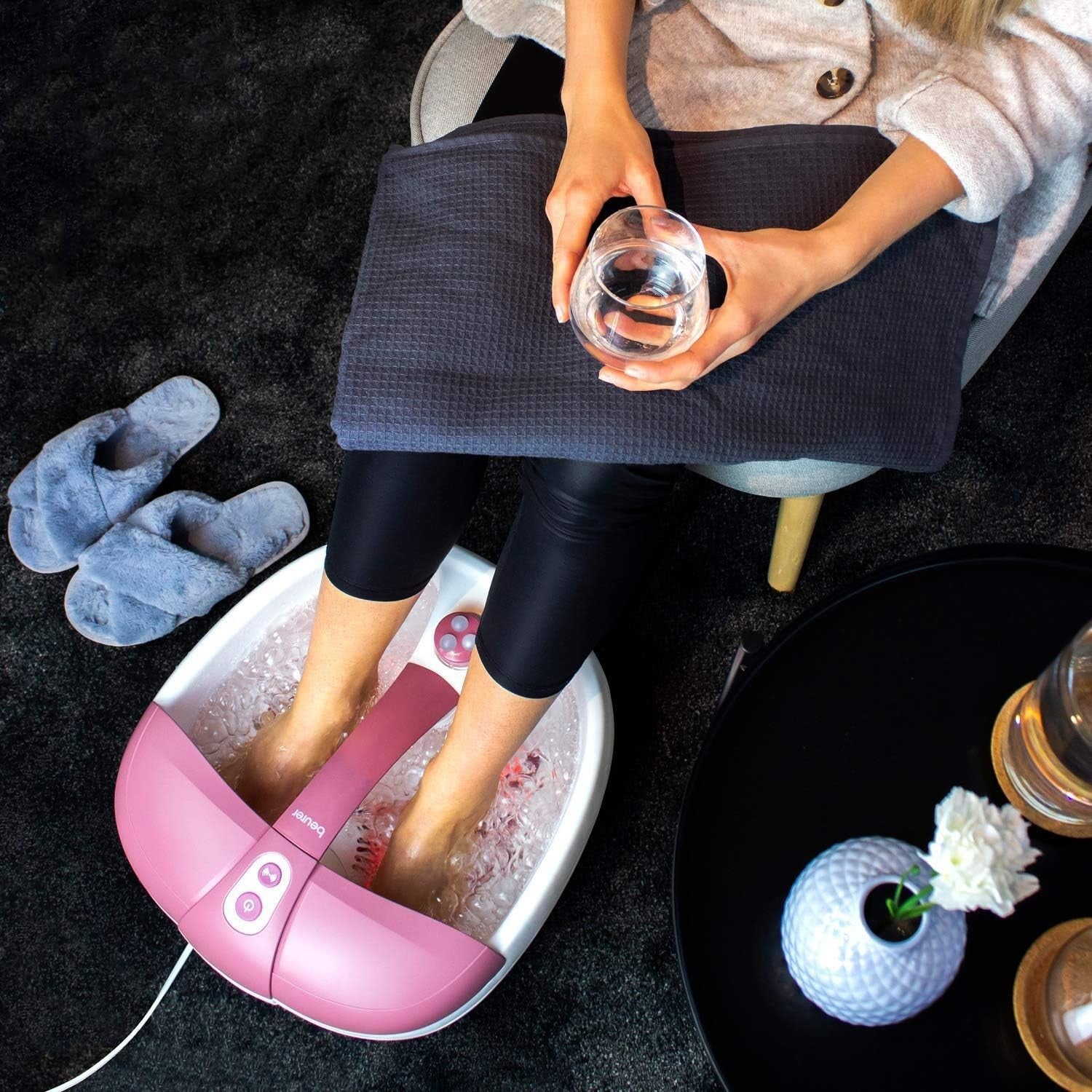 Foot Spa Bath Bubble & Vibration Massage Infrared Heat Pedicure Set