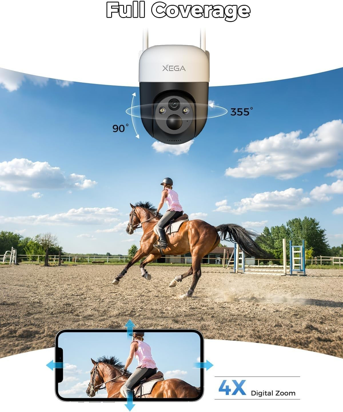 4G LTE Solar Security Camera PTZ No WiFi Wireless CCTV 2K HD