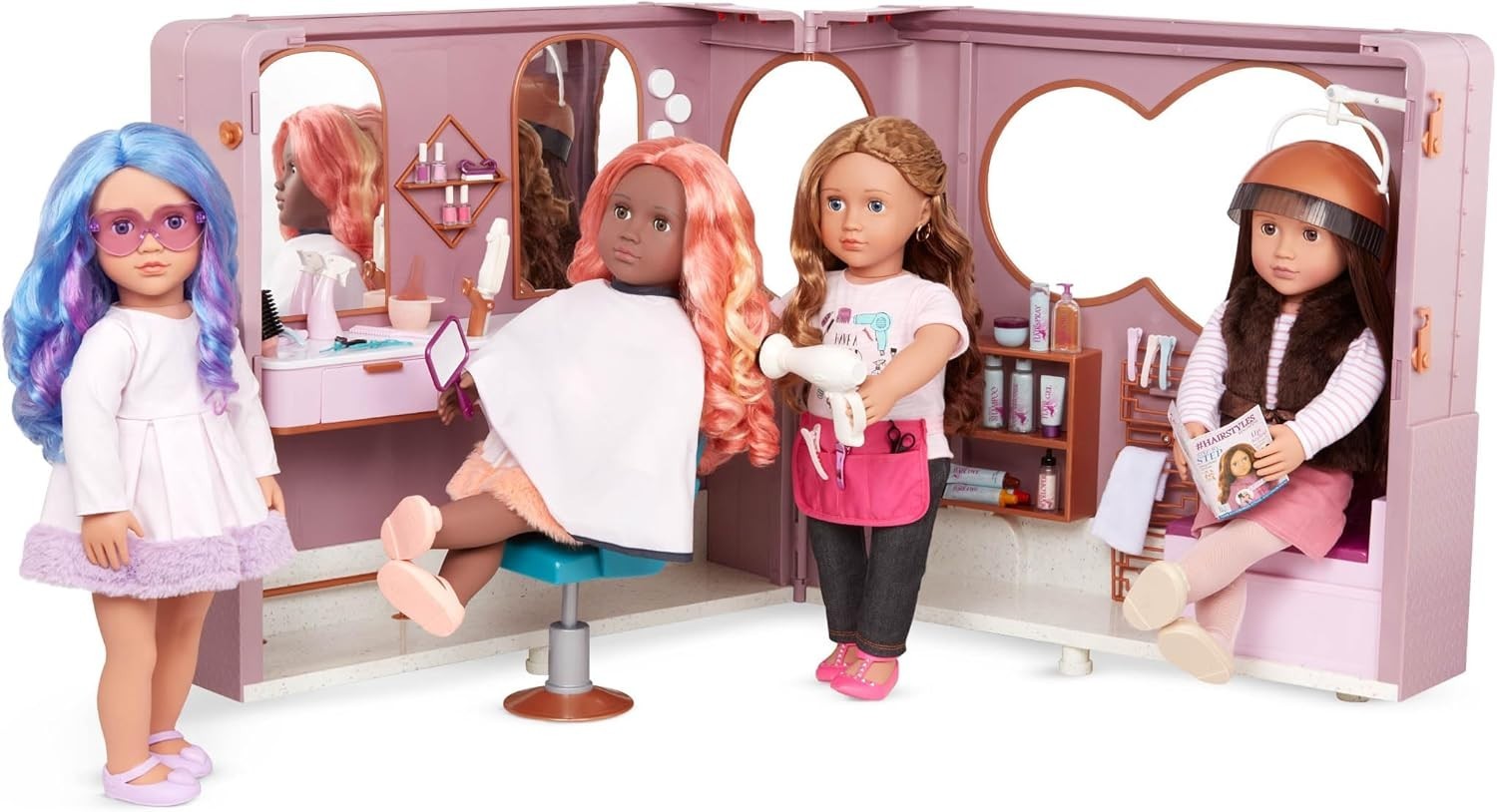 18” Fashion Doll Brunette Hair Brown Eyes Faux Fur Outfit Playset