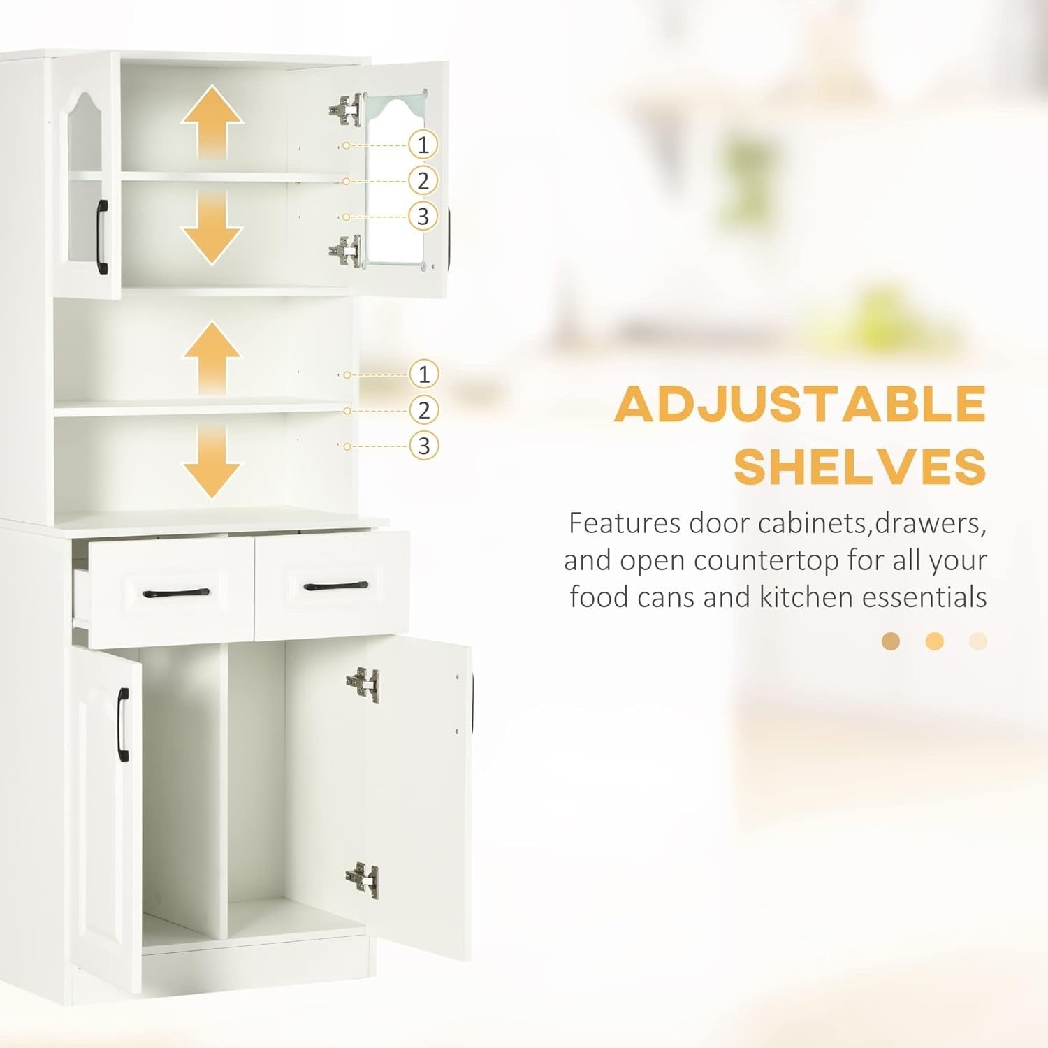 White Tall Kitchen Cupboard 168cm Pantry Storage Cabinet Shelves Unit