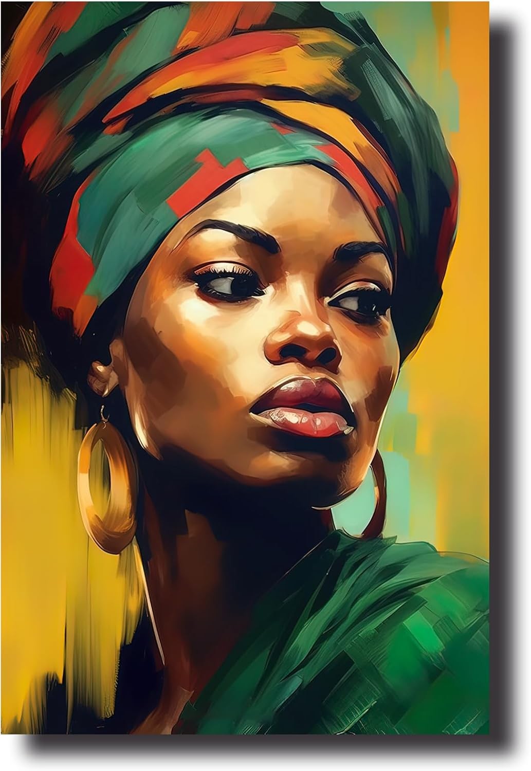 African Woman Canvas Wall Art 60x40cm Framed Portrait