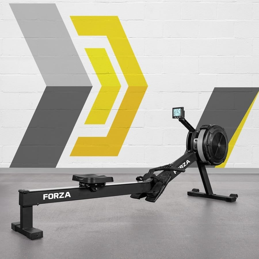 Foldable Air Rowing Machine 10-Level Resistance Digital Monitor Home Rower 136KG