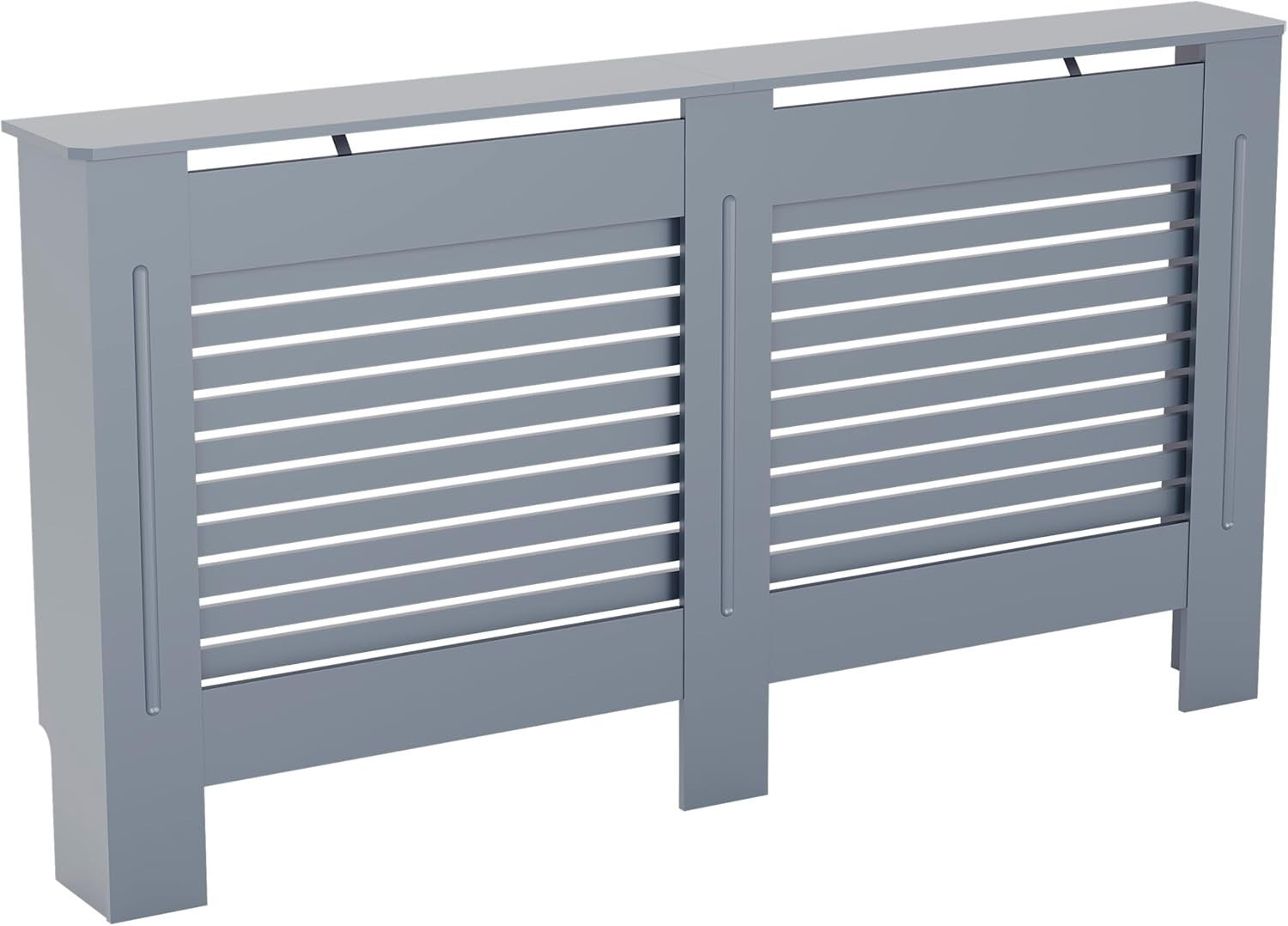 Large Grey Radiator Cover 141x80x16cm Modern MDF Slatted Cabinet
