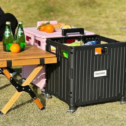 Folding Utility Trolley on Wheels Collapsible Cart All-Terrain 110lb Capacity