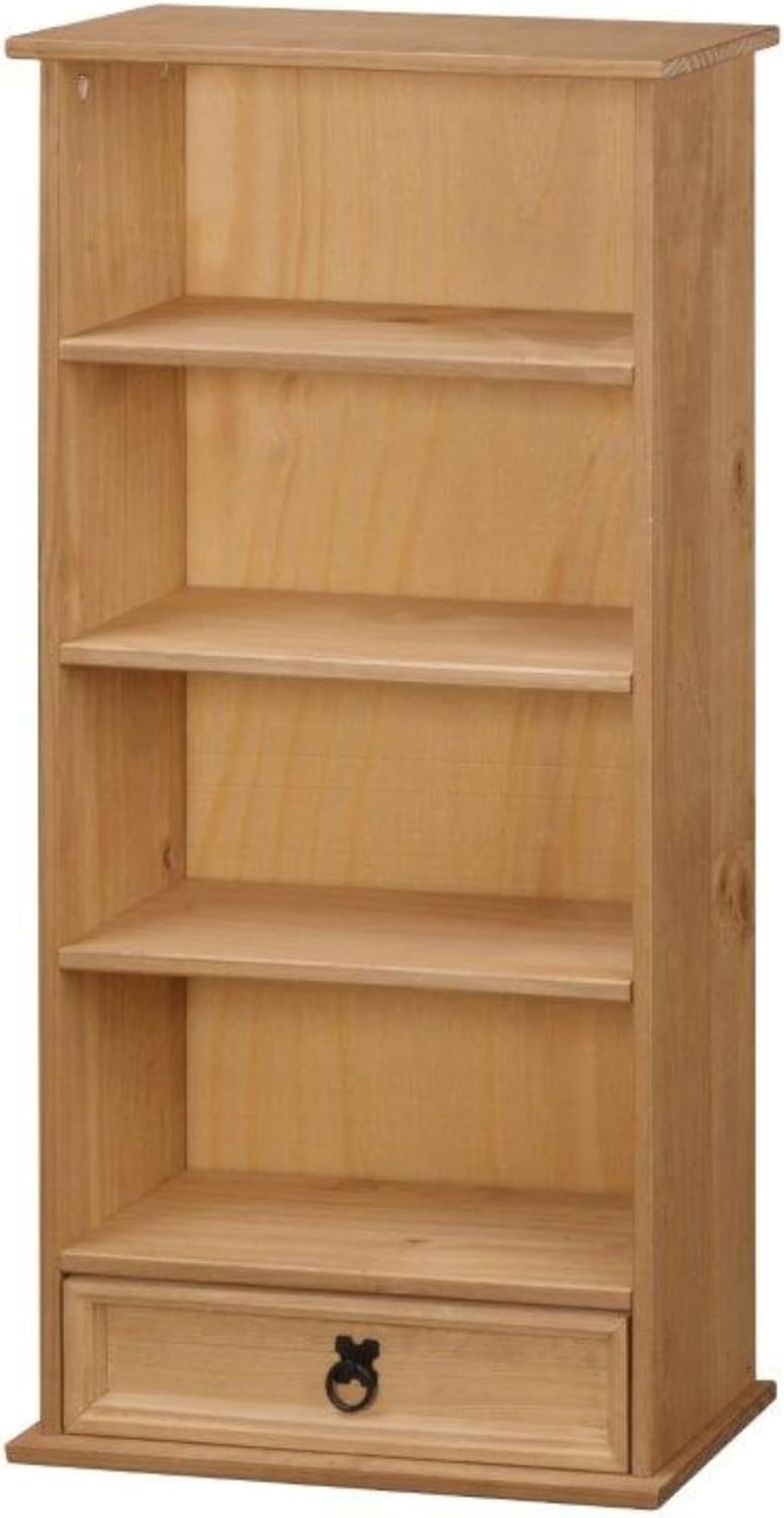 Solid Pine DVD CD Storage Rack 1 Drawer Shelving Unit Wax Finish