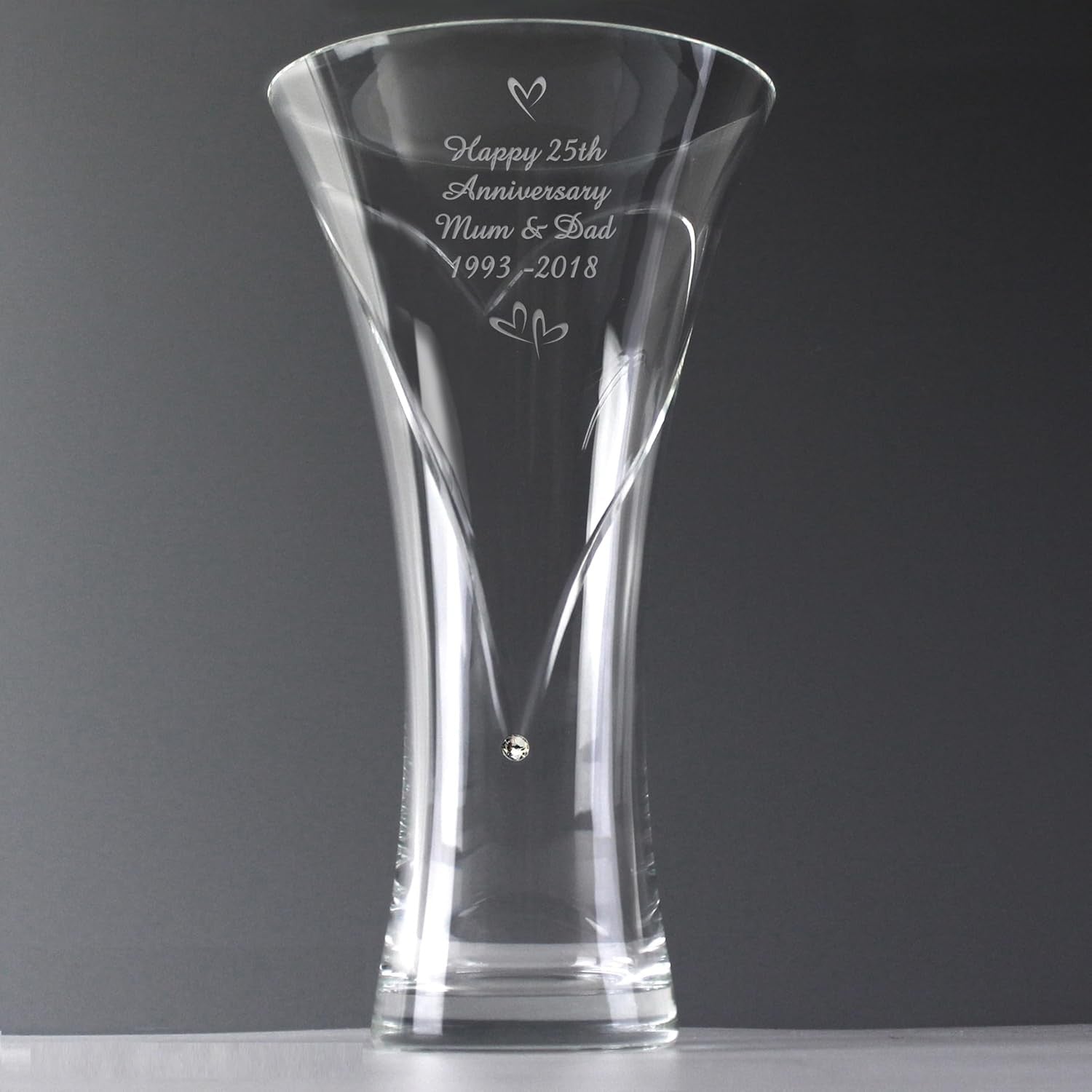 Personalised Crystal Vase Hand Cut Engraved Gift for Wedding Anniversary