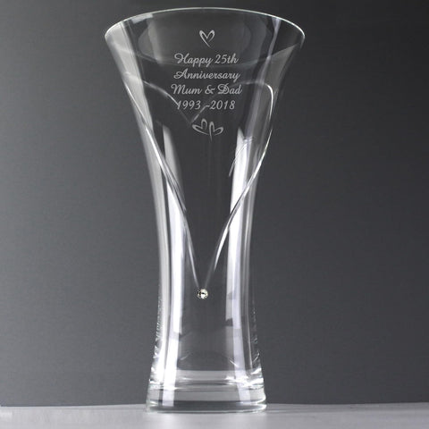 Personalised Crystal Vase Hand Cut Engraved Gift for Wedding Anniversary