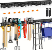 Heavy Duty Wall Mounted Tool Organizer 64 Inch 12 Hooks Black/White