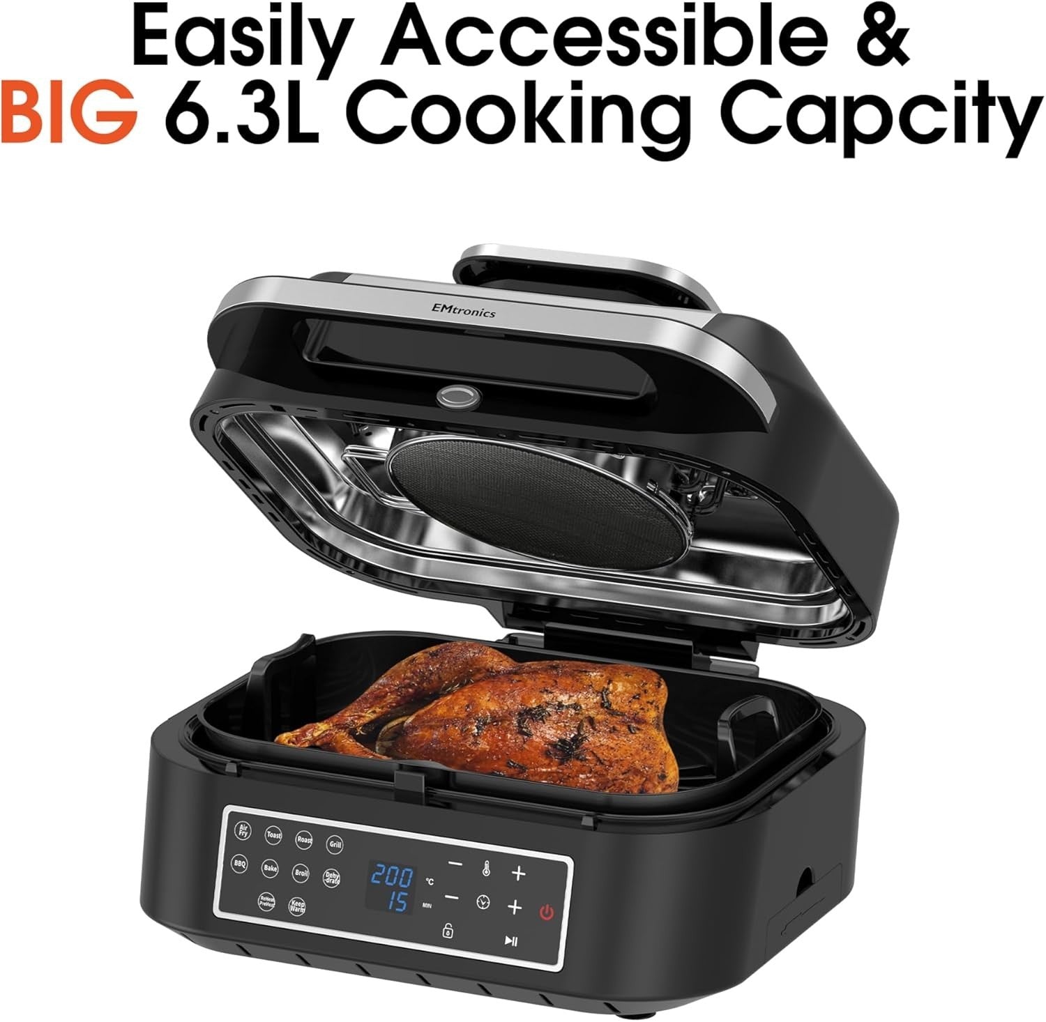 6.3L Health Grill Air Fryer + 20L Microwave Grill Set Temp Probe 60min