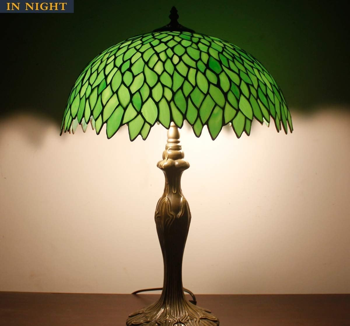 Tiffany Style Stained Glass Table Lamp Green Wisteria Desk Light 16x40x60cm