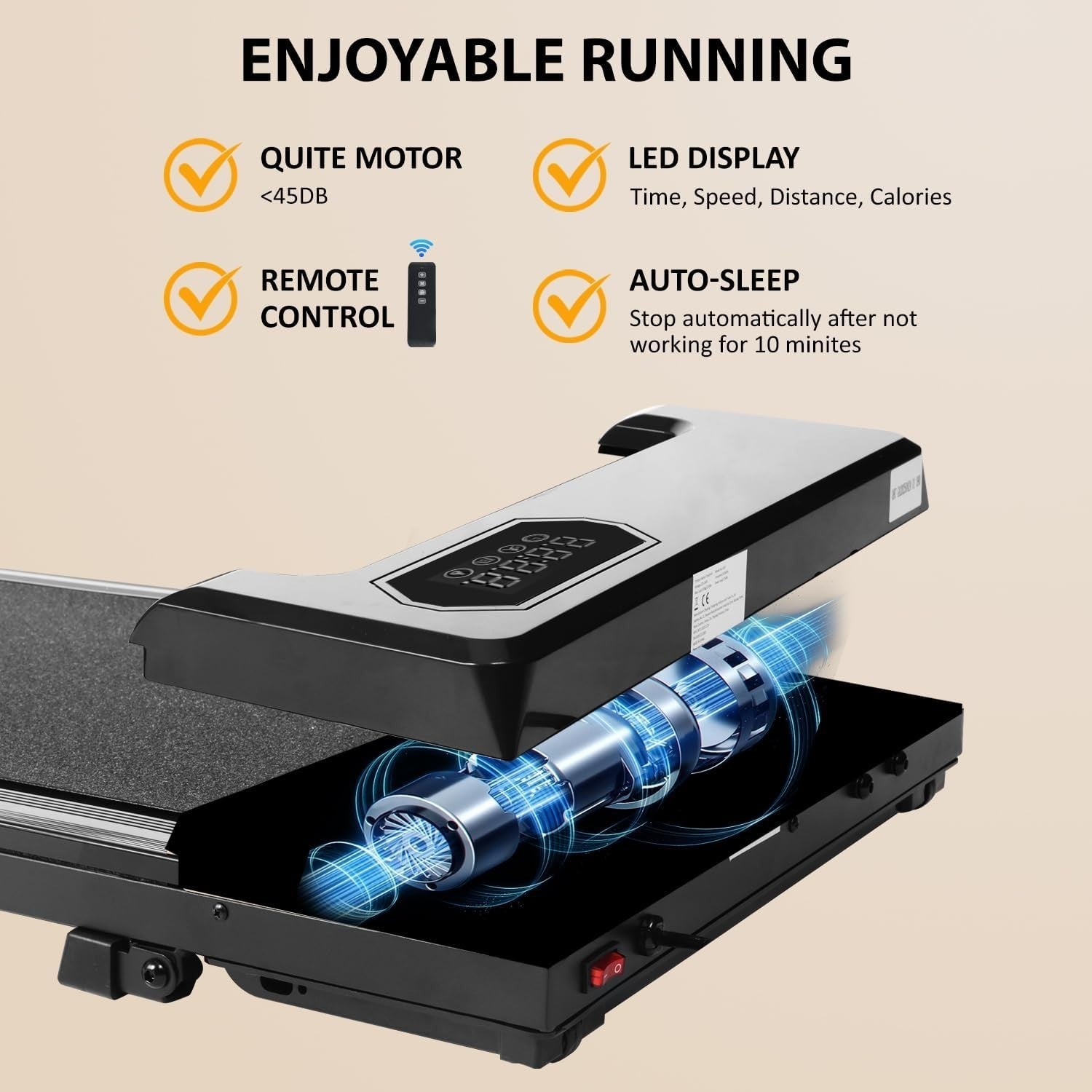 Under Desk Treadmill Walking Running Machine with Incline & Remote