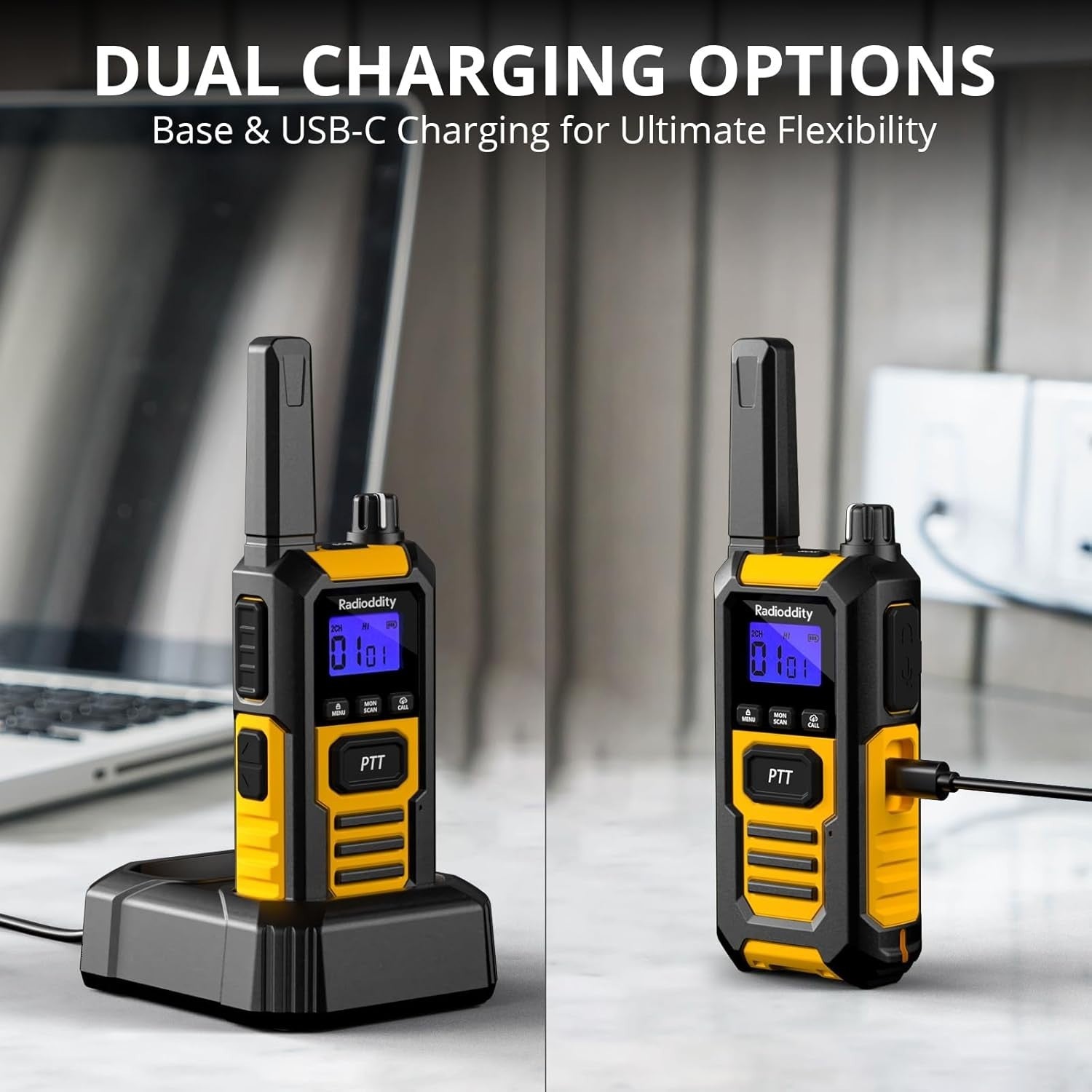 IP67 Waterproof Walkie Talkies 4 Pack 6KM Range Rugged Two Way Radio