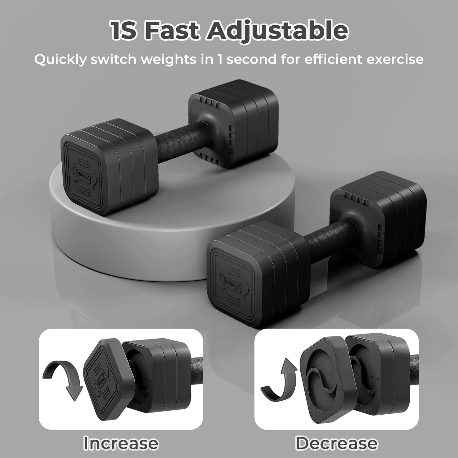 Adjustable Dumbbells Pair 5KG 4-in-1 Non-Slip Compact Home Gym