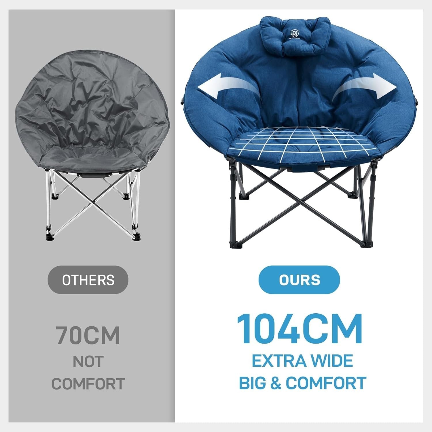 Padded XL Folding Camping Chair Heavy Duty Outdoor Chair 150kg Capacity