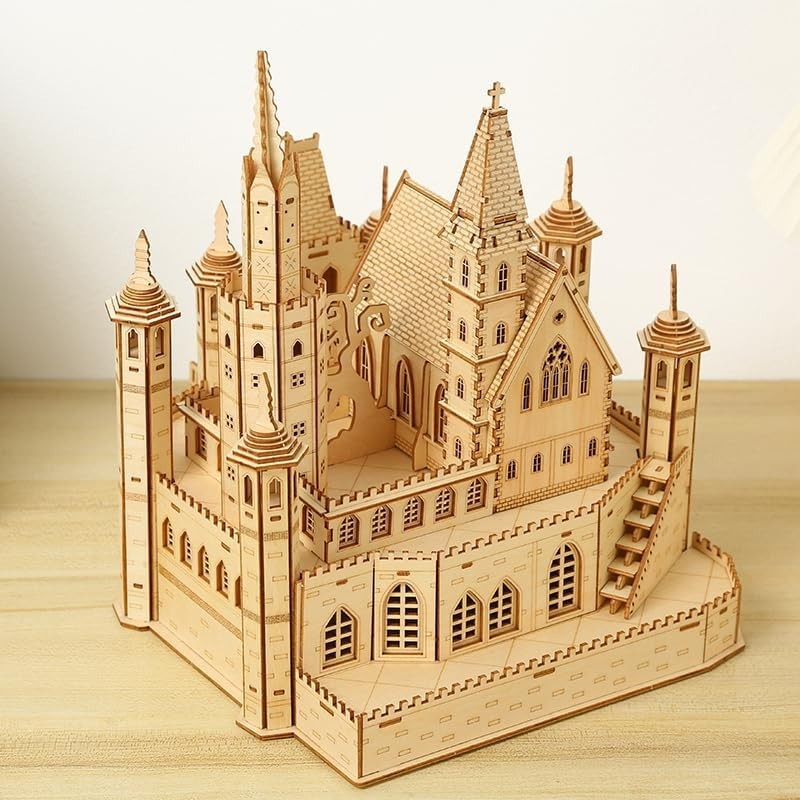 3D Wooden Castle Puzzle Kit – DIY Architecture Model, 234 PCS for Adults