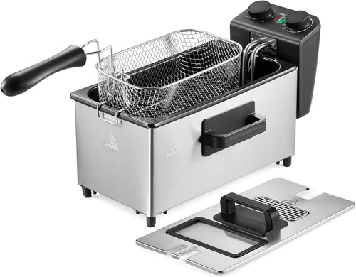 3L Deep Fat Fryer 2000W Stainless Steel | Adjustable Thermostat Easy Clean