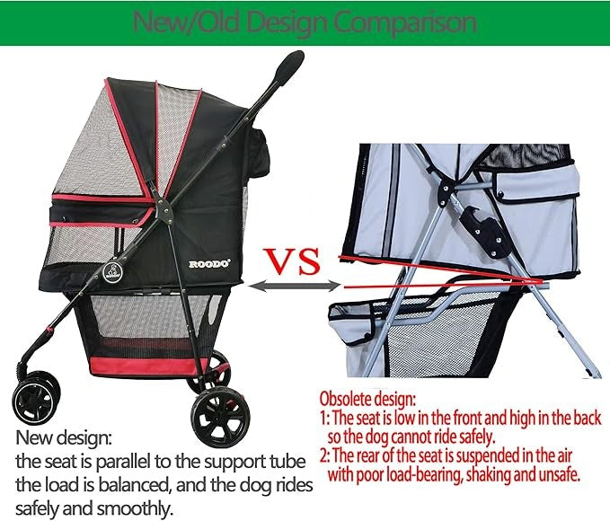 3 Wheel Dog Stroller Jogger Pushchair Foldable Lightweight Pet Travel Pram
