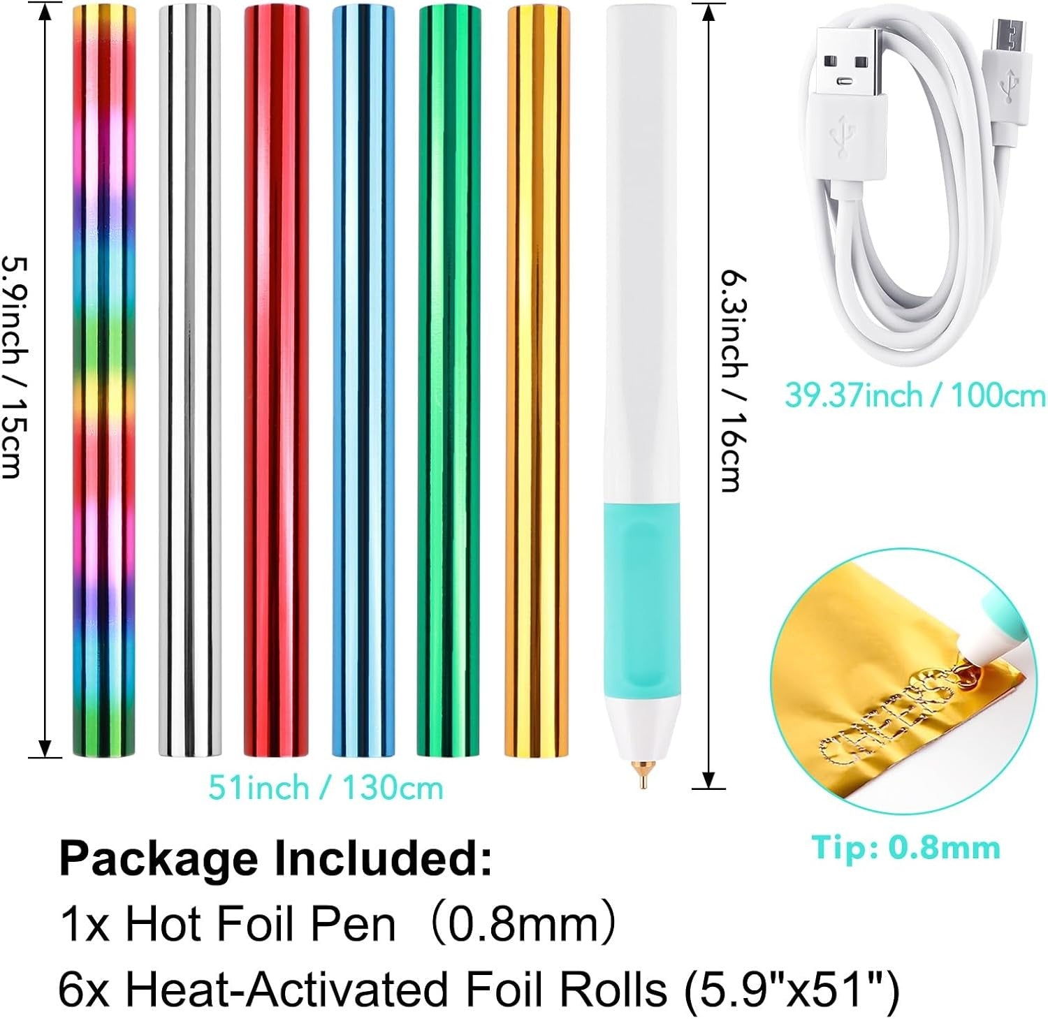 Hot Foil Pen Kit USB Heat Transfer Pens for Card Making Scrapbooking Crafts