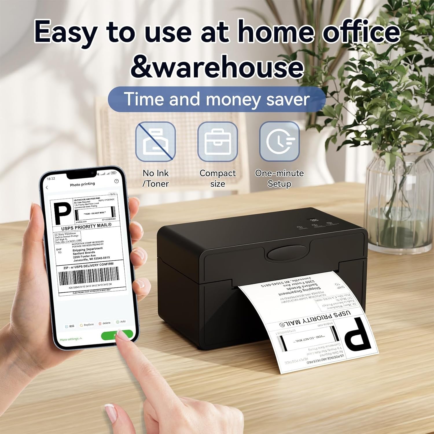 Bluetooth Thermal Shipping Label Printer – 4x6 Wireless for Mobile