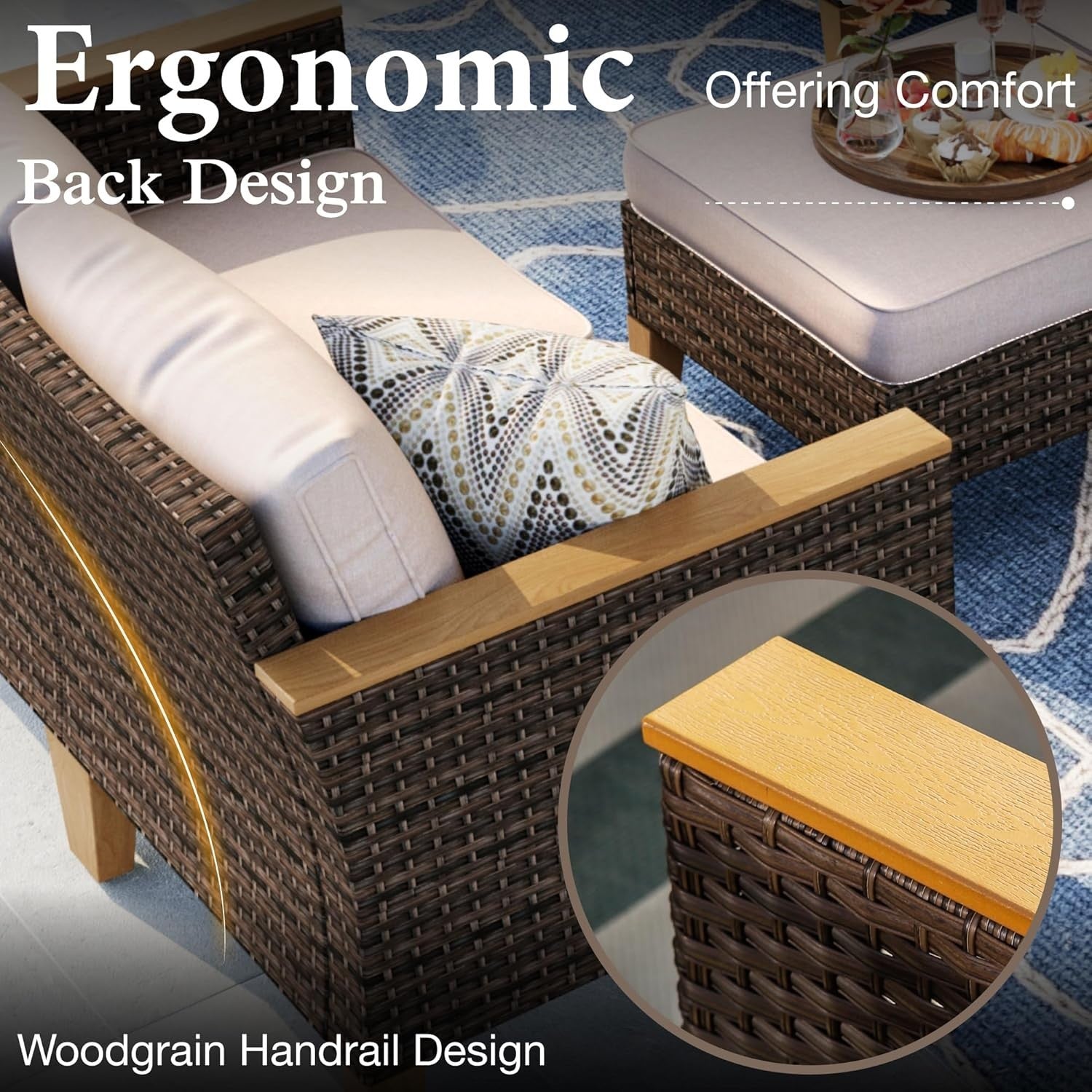 Outdoor Rattan Garden Sofa Set Corner Lounge Waterproof Cushions Table Stool