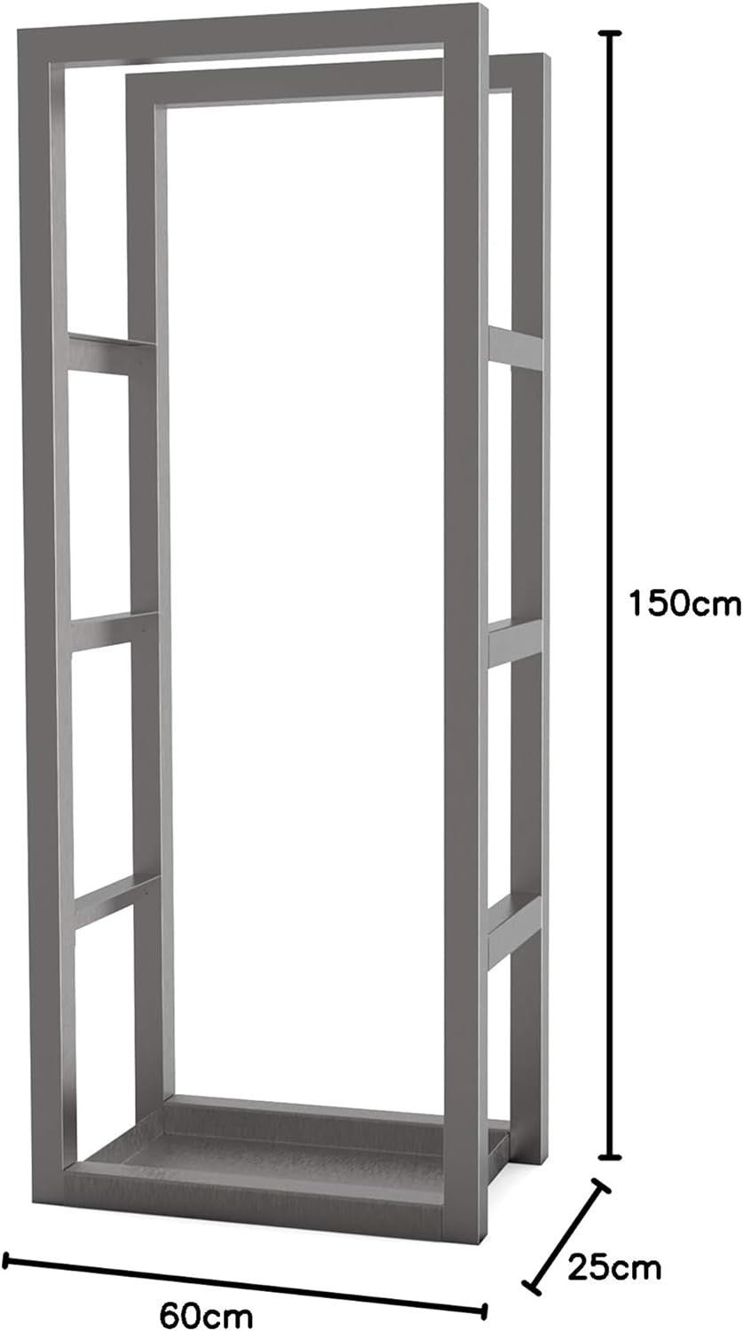 Stainless Steel Log Store Rack Firewood Holder 150x60x25cm Easy Assembly