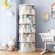 360° Rotating 5-Tier White Bookshelf – Space Saving Swivel Bookcase