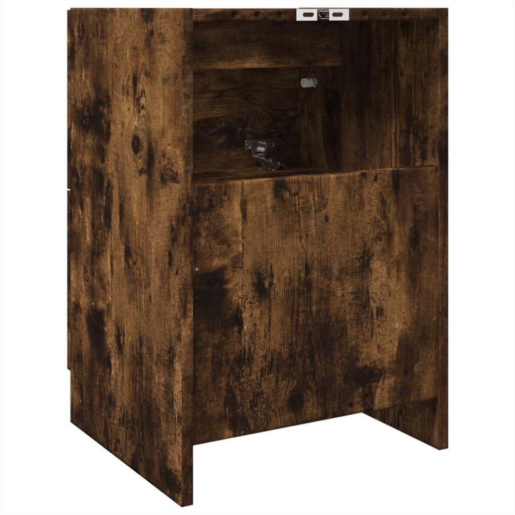Smoked Oak Bathroom Sink Cabinet 40x37x59cm Modern Under Sink Storage Unit